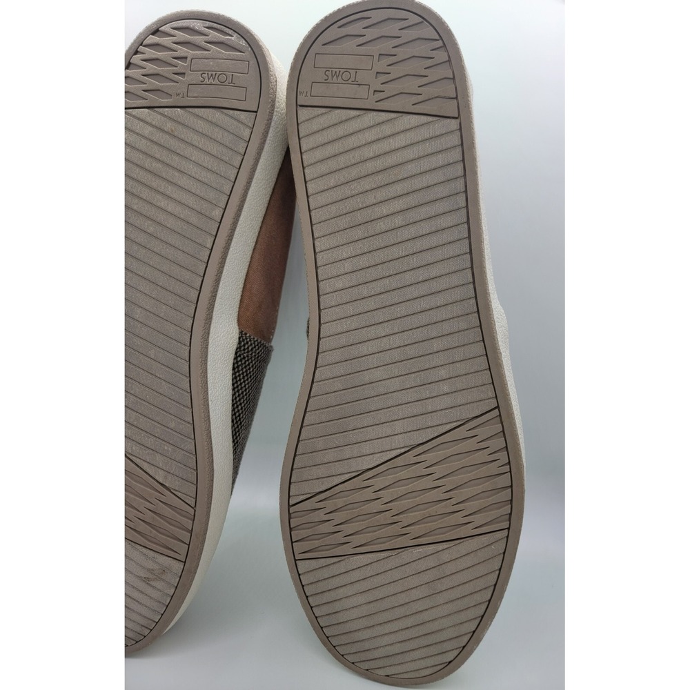 Casual Comfy Toms Men 12 Canvas Loafers Tan Olive Bubble Stitch Great Condition - Picture 8 of 15